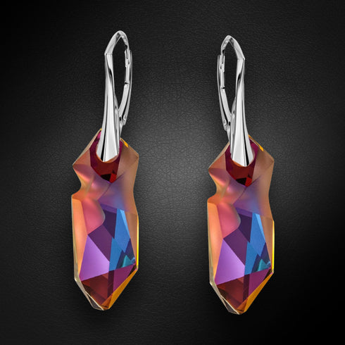 Silver earrings "Kaputt (Volcano)" with Swarovski™ crystals